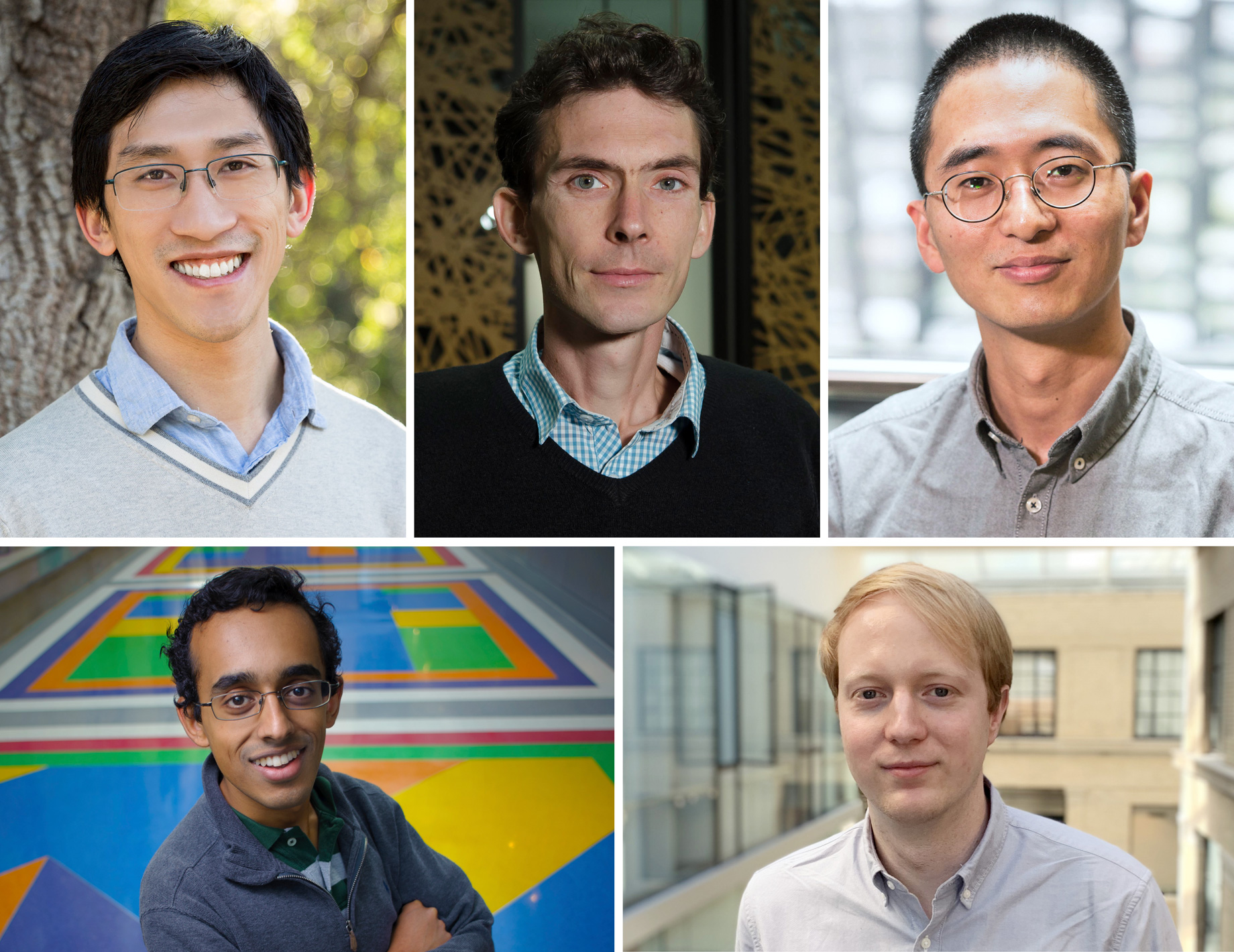 Close-up photos of computer scientists A, B, C, D and E