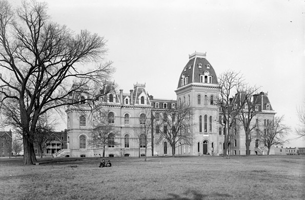 The main building of Richmond College, shown in about 1900, dominated the campus near what is now the intersection of Lombardy and West Grace streets. In 1914 the men’s school moved to the Westhampton neighborhood, where it was newly admitting women, it reopened as the University of Richmond. Today, the 1100 block of West Grace is lined with numerous student apartment buildings which have earned the stretch the moniker of “hell block.” - THE VALENTINE
