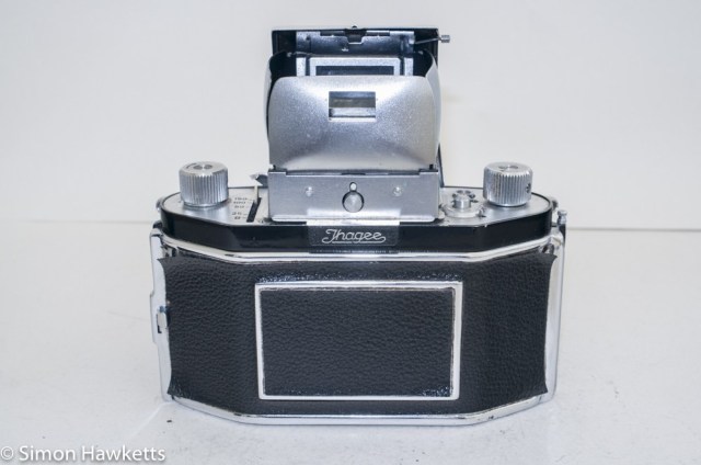 Exakta Exa version 4 - back view with viewfinder open