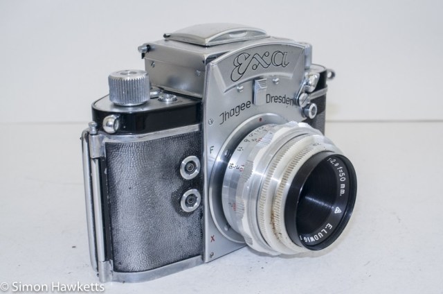 Exakta Exa version 4 - Side view showing flash sync