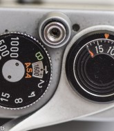 Pentax Spotmatic SP showing shutter and film speed settings