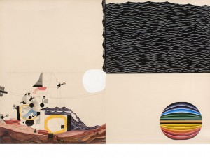 Shaun O'Dell - Eyes Fly Alone Over The Dark Waters Of Abyss Again”, 2006 gouache on paper, 46½ X 69 in