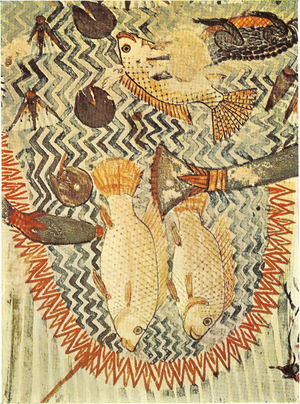 Tomb of Menna, scene: Hunting and fishing, det...