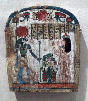 Funerary stela of Thenet; Egypt, Thebes; Third Intermediate Period, Dynasty XXII, circa 945-712 BCE; painted wood