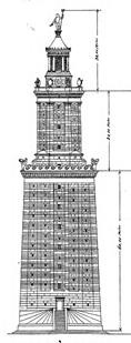 Graphic reconstruction of the Pharos lighthouse in its original form