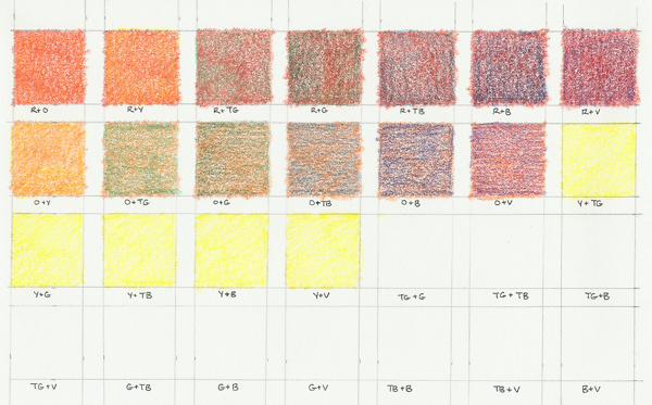 Pencil in first layer of yellow combinations