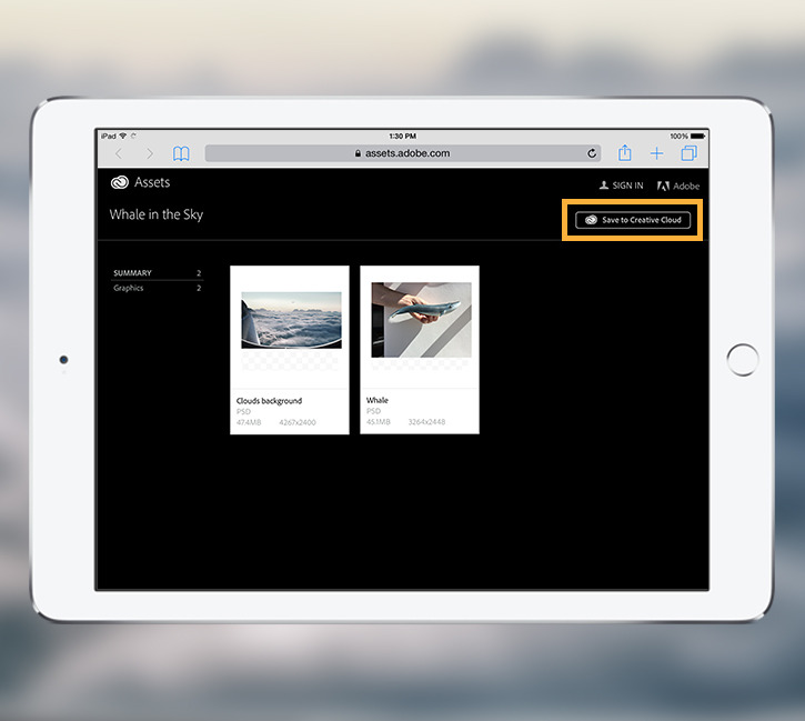 Copy assets to your Creative Cloud Libraries