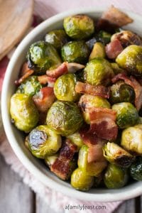 Oven Roasted Brussels Sprouts with Bacon - A Family Feast