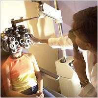 A phoropter and retinoscope