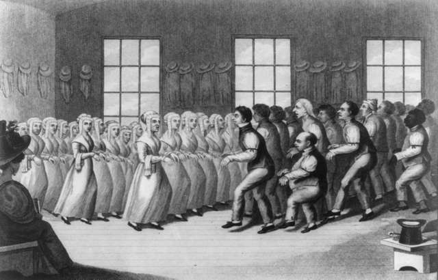 Shakers, near Lebanon, New York; engraving by an unknown artist.