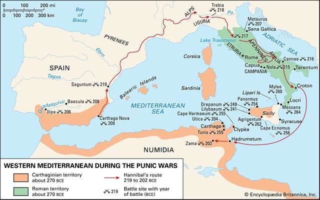The western Mediterranean during the Punic Wars.