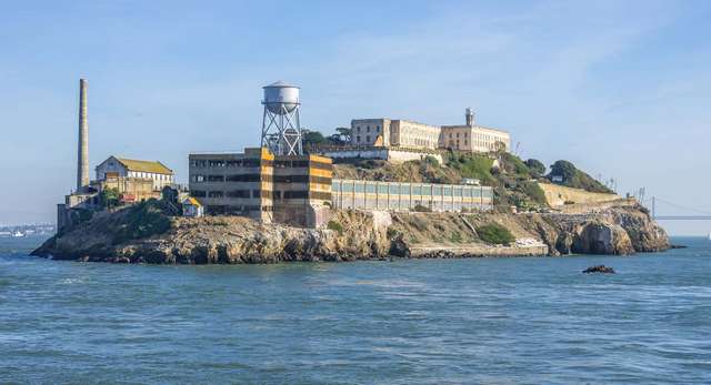 Alcatraz Island, in San Francisco Bay, California.