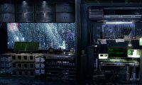 Hacker's room in a night of rain
