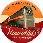 The Hiawathas ~The MILWAUKEE ROAD RAILROAD~ Great ART DECO Luggage Label