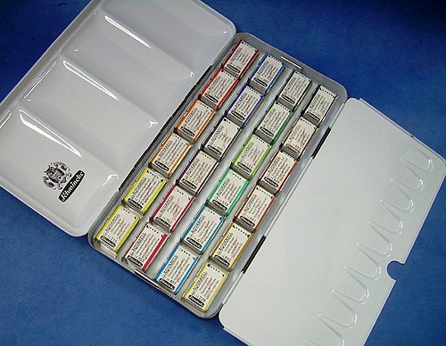 Schmincke Watercolors Set of 24 Full Pans in a Metal Box