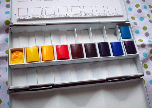 winsor newton 16 half pans heavyweight enamelled watercolour box modified