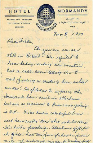 Mildred  Webster’s Handwritten Letter from the Hotel Normandy