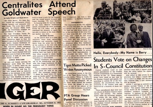 The Tiger covers Barry Goldwater in Cairo Il 10 23 1964 68 500x349 Barry Goldwater Campaigns in Cairo