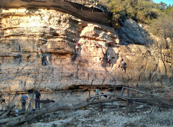 Rock climbers on the Austin Greenebelt
